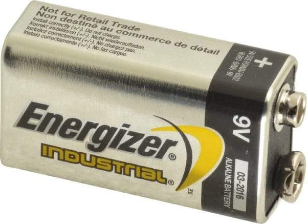 Energizer - Size 9V, Alkaline, 72 Pack, Standard Battery - 9 Volts, Miniature Snap Terminal, 6LR61, ANSI, IEC Regulated - Exact Industrial Supply