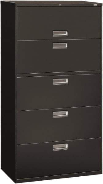 Hon - 36" Wide x 67" High x 19-1/4" Deep, 5 Drawer Roll-Out, Roll-Out Posting - Steel, Charcoal - Exact Industrial Supply