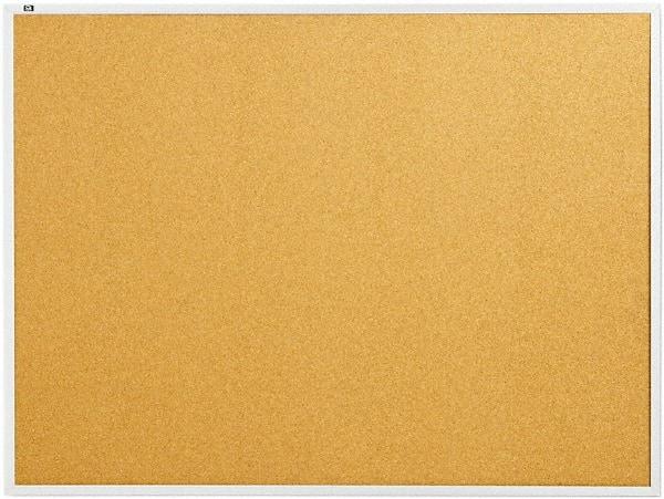 Quartet - 48" Wide x 36" High Open Cork Bulletin Board - Natural Cork over Fiberboard, Aluminum Frame - Exact Industrial Supply