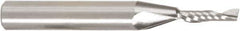 Amana Tool - 1/8" Cutting Diam x 1/2" Length of Cut, 1 Flute, Upcut Spiral Router Bit - Uncoated, Right Hand Cut, Solid Carbide, 2" OAL x 1/8" Shank Diam, 30° Helix Angle - Exact Industrial Supply