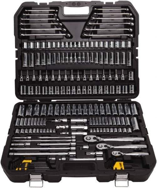 DeWALT - 204 Piece 1/4, 3/8 & 1/2" Drive Mechanic's Tool Set - Comes in Plastic Case - Exact Industrial Supply