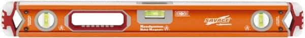 SAVAGE by SWANSON - Magnetic 24" Long 3 Vial Box Beam Level - Aluminum, Orange - Exact Industrial Supply