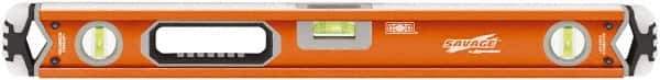 SAVAGE by SWANSON - 24" Long 3 Vial Box Beam Level - Aluminum, Orange - Exact Industrial Supply