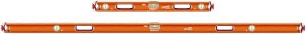 SAVAGE by SWANSON - Magnetic 32" & 78" Long 3 Vial Box Beam Level - Aluminum, Orange - Exact Industrial Supply