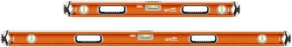 SAVAGE by SWANSON - 32" & 54" Long 3 Vial Box Beam Level - Aluminum, Orange - Exact Industrial Supply