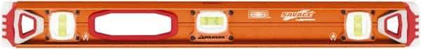 SAVAGE by SWANSON - Magnetic 24" Long 3 Vial I-Beam Level - Aluminum, Orange - Exact Industrial Supply