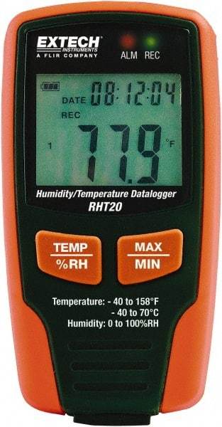 Extech - -40 to 158°F, 0 to 100% Humidity Range, Temp Recorder - Exact Industrial Supply