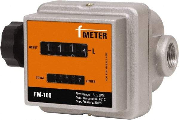 PRO-LUBE - 3/4" FNPT Port Nutating Disc Flowmeter - 150 Max psi, 4 to 20 GPM, Aluminum - Exact Industrial Supply