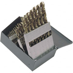 Drill Bit Set: Jobber Length Drill Bits, 29 Pc, 0.0625″ to 0.5″ Drill Bit Size, 135 °, Cobalt Gold Finish, Split-Point, Straight Shank, Series 550