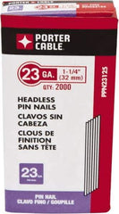 Porter-Cable - 23 Gauge 1-1/4" Long Pin Nails for Power Nailers - Steel, Galvanized Finish, Smooth Shank, Straight Stick Collation, Chisel Point - Exact Industrial Supply