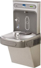 ELKAY - 8 GPH Cooling Capacity Barrier Free Wall Mounted Water Cooler & Fountain - Bottle Filling, 20 to 105 psi, 0.20 hp, Stainless Steel - Exact Industrial Supply