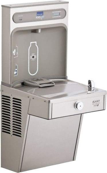 ELKAY - 8 GPH Cooling Capacity Barrier Free Wall Mounted Water Cooler & Fountain - Bottle Filling, 20 to 105 psi, 0.20 hp, Stainless Steel - Exact Industrial Supply