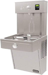 ELKAY - 8 GPH Cooling Capacity Barrier Free Wall Mounted Water Cooler & Fountain - Bottle Filling, 20 to 105 psi, 0.20 hp, Stainless Steel - Exact Industrial Supply