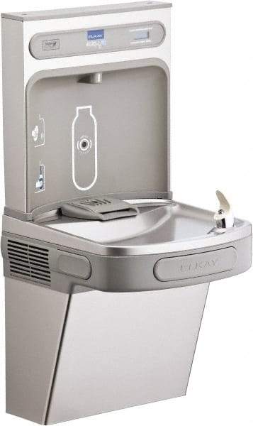 ELKAY - 8 GPH Cooling Capacity Barrier Free Wall Mounted Water Cooler & Fountain - Bottle Filling, 20 to 105 psi, 0.20 hp, Stainless Steel - Exact Industrial Supply