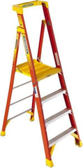 Werner - 4 Steps, 4' High, Type IA Rating, Fiberglass Step Ladder - 300 Lb Capacity - Exact Industrial Supply