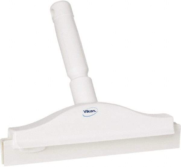 Vikan - 10" Rubber Blade Floor Squeegee - Double Edge, White, Plastic Holder - Exact Industrial Supply