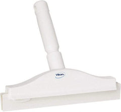 Vikan - 10" Rubber Blade Floor Squeegee - Double Edge, White, Plastic Holder - Exact Industrial Supply