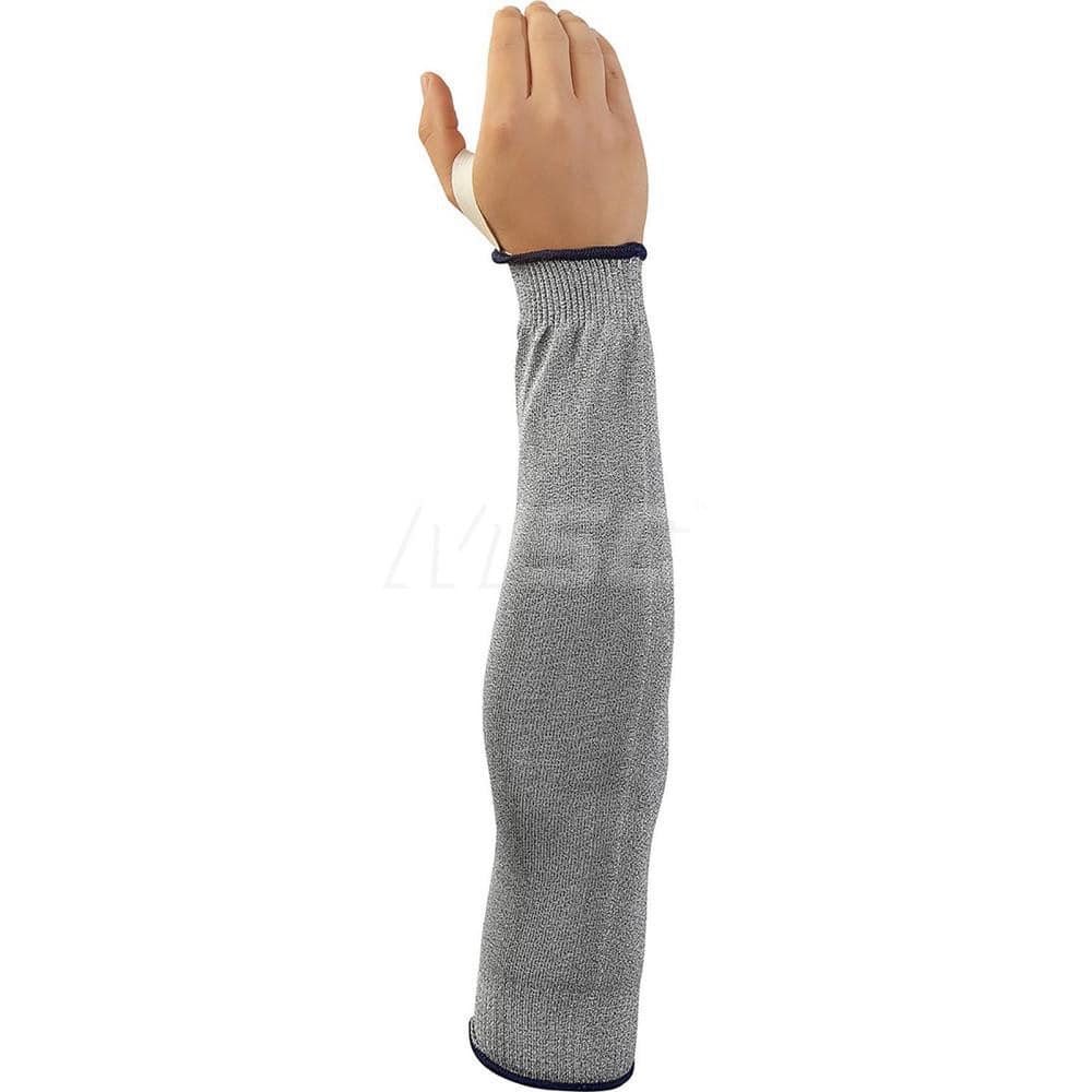 Cut & Puncture Resistant Sleeves: Size M, Dyneema & HPPE, Gray, ANSI Cut A4 Knit Wrist Closure, Plain, Use for Food Handling, Metal Handling, Poultry Processing, Glass Handling & Automotive Glass