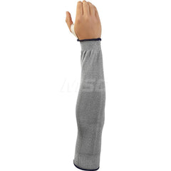 Cut & Puncture Resistant Sleeves: Size L, Dyneema & HPPE, Gray, ANSI Cut A4 Knit Wrist Closure, Plain, Use for Food Handling, Metal Handling, Poultry Processing, Glass Handling & Automotive Glass