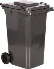 Vestil - 64 Gal Gray Rectangle Trash Can - Polyethylene, None Graphic, 39-15/16" High x 28-1/2" Long x 23-1/2" Wide, Lid Included - Exact Industrial Supply