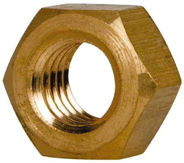 Value Collection - 7/16-14 UNC Brass Right Hand Hex Nut - 11/16" Across Flats, 3/8" High, Brass Finish - Exact Industrial Supply