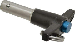 Jergens - 1/2" Diam, 1" Usable Length, T Handle, Push Button Quick Release Pin - 3-1/8" OAL, Grade 17-4 Stainless Steel, Passivated Finish - Exact Industrial Supply