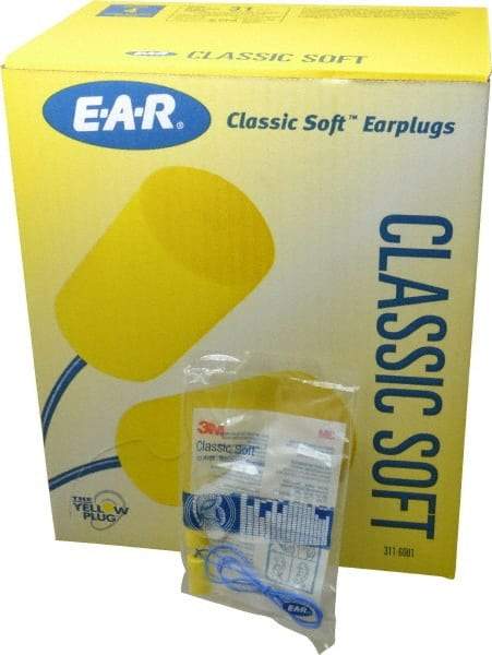 3M - Disposable, Corded, 31 dB, Barrel Earplugs - Yellow, 200 Pairs - Exact Industrial Supply