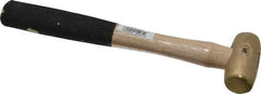 American Hammer - 1/2 Lb Head 1" Face Brass Head Hammer - 10" OAL, Wood Handle - Exact Industrial Supply