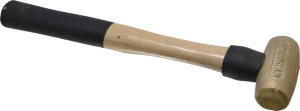 American Hammer - 1-1/2 Lb Head 1-3/8" Face Brass Head Hammer - 12" OAL, Wood Handle - Exact Industrial Supply