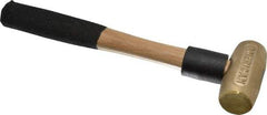 American Hammer - 1 Lb Head 1-1/8" Face Brass Head Hammer - 12" OAL, Wood Handle - Exact Industrial Supply