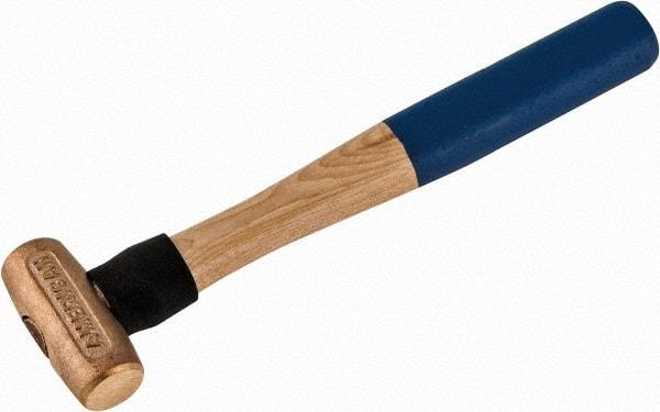 American Hammer - 1 Lb Head 1-1/8" Face Bronze Nonmarring Hammer - 12" OAL, Wood Handle - Exact Industrial Supply