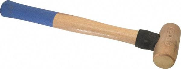 American Hammer - 3 Lb Head 1-1/2" Face Bronze Nonmarring Hammer - 15" OAL, Wood Handle - Exact Industrial Supply