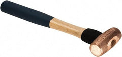 American Hammer - 1-1/2 Lb Nonsparking Copper Head Hammer - 12" OAL, 2-3/4" Head Length, 1-3/8" Face Diam, 12" Hickory Handle - Exact Industrial Supply