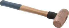 American Hammer - 4 Lb Nonsparking Copper Head Hammer - 16" OAL, 4-1/2" Head Length, 1-5/8" Face Diam, 16" Hickory Handle - Exact Industrial Supply