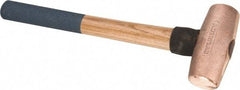 American Hammer - 5 Lb Nonsparking Copper Head Hammer - 16" OAL, 5" Head Length, 1-3/4" Face Diam, 16" Hickory Handle - Exact Industrial Supply