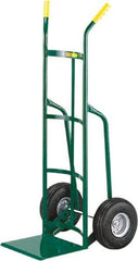 Little Giant - 800 Lb Capacity 49" OAH Hand Truck - 12 x 14" Base Plate, Dual Handle, Steel, Full Pneumatic Wheels - Exact Industrial Supply