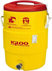 Igloo - 10 Gal Beverage Cooler - Plastic, Yellow/Red - Exact Industrial Supply