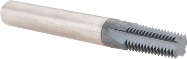 Scientific Cutting Tools - 1/4-18, 3/8-18 Thread, 7/16" Shank Diam, AlTiN+ Coating, Solid Carbide Straight Flute Thread Mill - 4 Flutes, 3-1/2" OAL, 1/4" Min Noml Diameter - Exact Industrial Supply
