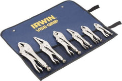 Irwin - 6 Piece Locking Plier Set - Comes in Tool Roll - Exact Industrial Supply