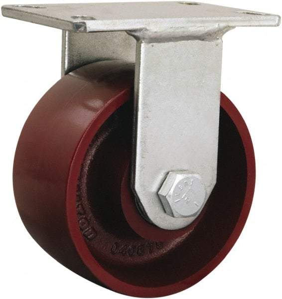 Hamilton - 6" Diam x 8" OAH Top Plate Mount Rigid Track - Iron, 2,500 Lb Capacity, Tapered Roller Bearing, 5-1/4 x 7-1/4" Plate - Exact Industrial Supply
