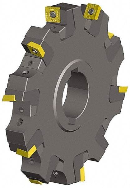 Kennametal - Shell Mount Connection, 0.614" Cutting Width, 0.887" Depth of Cut, 4" Cutter Diam, 1" Hole Diam, 10 Tooth Indexable Slotting Cutter - KSSS Toolholder, SPCT, SPET, SPPT Insert, Neutral Cutting Direction - Exact Industrial Supply
