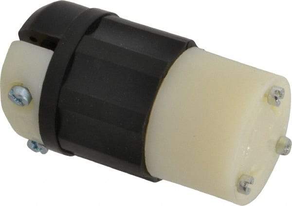 Leviton - 125 VAC, 20 Amp, L5-30R Configuration, Industrial Grade, Self Grounding Connector - 1 Phase, 2 Poles, 0.385 to 0.86 Inch Cord Diameter - Exact Industrial Supply