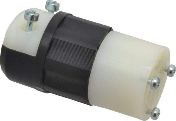 Leviton - 125 VAC, 15 Amp, 5-15R NEMA, Straight, Self Grounding, Industrial Grade Connector - 2 Pole, 3 Wire, 1 Phase, Nylon, Black, White - Exact Industrial Supply