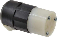 Leviton - 125 VAC, 20 Amp, 5-20R NEMA, Straight, Self Grounding, Industrial Grade Connector - 2 Pole, 3 Wire, 1 Phase, Nylon, Black, White - Exact Industrial Supply