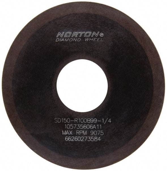 Norton - 4" Diam x 1-1/4" Hole x 1/16" Thick, 150 Grit Surface Grinding Wheel - Diamond, Type 1A1, Very Fine Grade, Resinoid Bond - Exact Industrial Supply