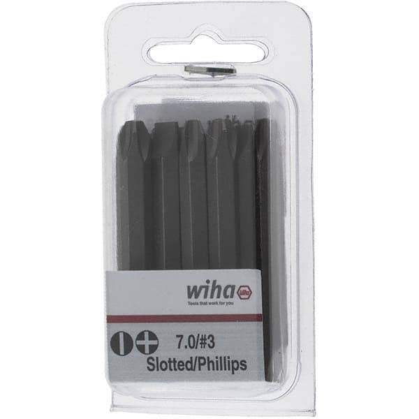 Wiha - 1/4" Drive, #3 Reversible Phillips/Slotted Screwdriver Bit - 2-3/8" OAL - Exact Industrial Supply