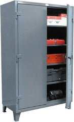 Strong Hold - 4 Shelf 6 Bin Locking Storage Cabinet - Steel, 60" Wide x 24" Deep x 72" High, Dark Gray - Exact Industrial Supply