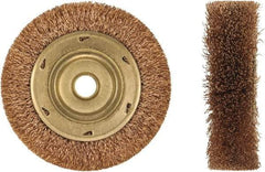 Ampco - 3" OD, 1/2" Arbor Hole, Crimped Phosphorus Bronze Alloy Wheel Brush - 3/8" Face Width, 1-1/16" Trim Length, 0.014" Filament Diam, 20,000 RPM - Exact Industrial Supply