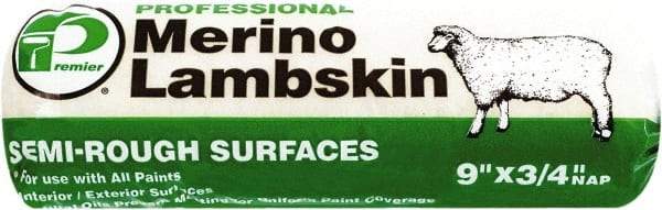 Premier Paint Roller - 3/4" Nap, 9" Wide Paint Roller Cover - Rough Texture, Lambskin - Exact Industrial Supply