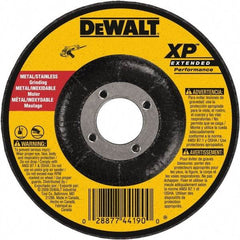 DeWALT - 24 Grit, 5" Wheel Diam, 1/4" Wheel Thickness, 7/8" Arbor Hole, Type 27 Depressed Center Wheel - Zirconia Alumina, Resinoid Bond, 12,200 Max RPM, Compatible with Angle Grinder - Exact Industrial Supply